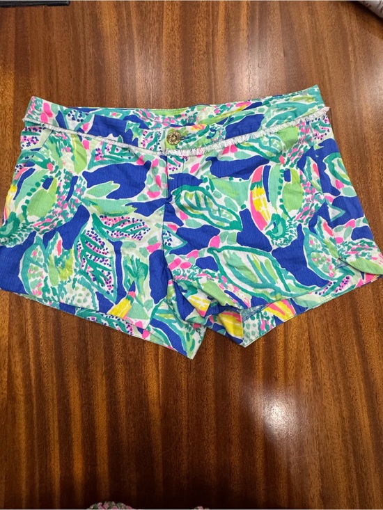 Lilly Pulitzer Pants - Lilly Pulitzer Tropical Leaf Print High Waist Shorts - Blue, Green, Pink, Yellow